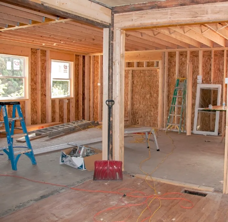 Room addition under construction in Los Angeles