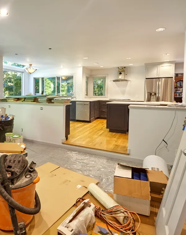 Completed Los Angeles kitchen addition featuring open-concept layout, modern finishes, and expanded living space
