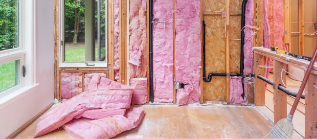 Kitchen expansion framing and insulation phase